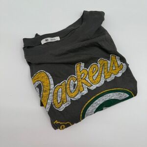 47 Brand Green Bay Packers NFL Football‎ T Shirt Gray Short Sleeve Mens Small